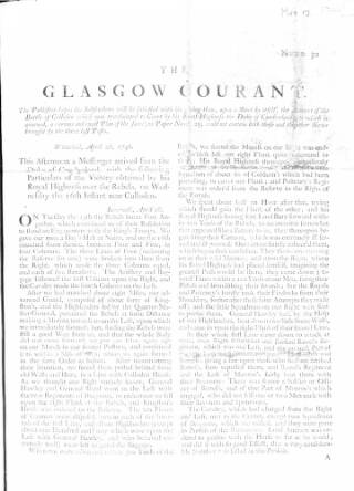 cover page of Glasgow Courant published on May 12, 1746