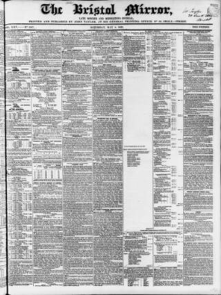 cover page of Bristol Mirror published on May 4, 1839
