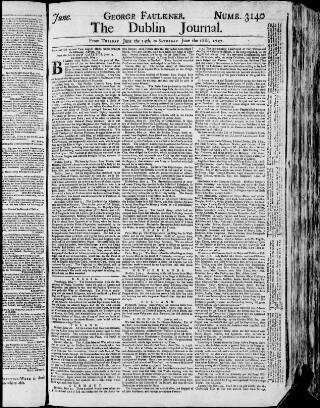 cover page of Dublin Journal published on June 18, 1757