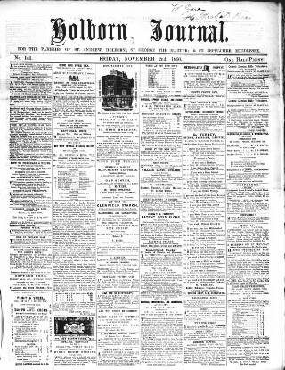 cover page of Holborn Journal published on November 2, 1860