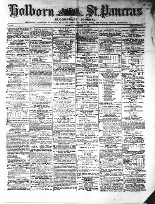 cover page of Holborn Journal published on September 17, 1870