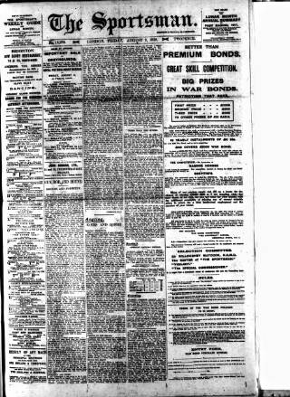 cover page of The Sportsman published on August 2, 1918