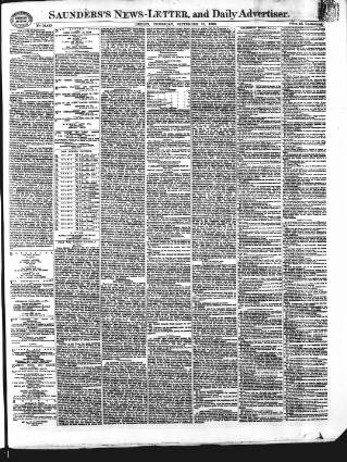cover page of Saunders's News-Letter published on September 17, 1868