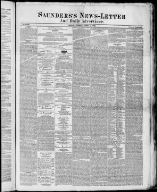 cover page of Saunders's News-Letter published on April 1, 1873