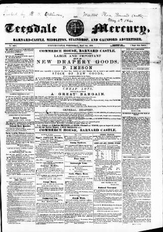 cover page of Teesdale Mercury published on May 4, 1864