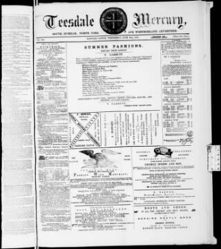 cover page of Teesdale Mercury published on June 18, 1873