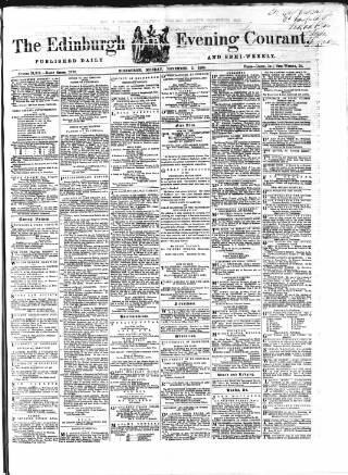 cover page of Edinburgh Evening Courant published on November 2, 1868