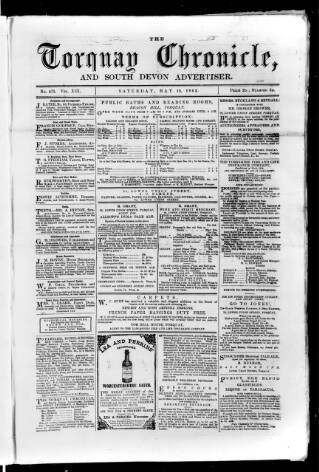 cover page of Torquay Chronicle and South Devon Advertiser published on May 10, 1862