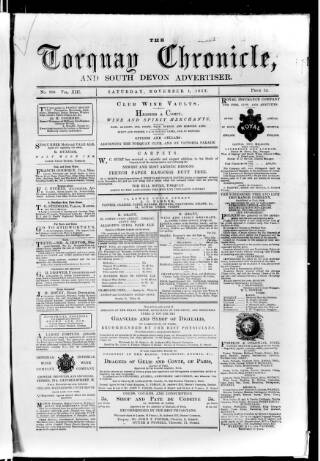 cover page of Torquay Chronicle and South Devon Advertiser published on November 1, 1862