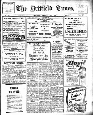 cover page of Driffield Times published on February 2, 1946