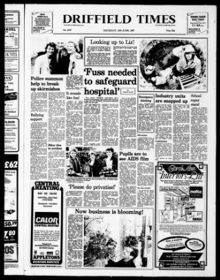 cover page of Driffield Times published on June 18, 1987