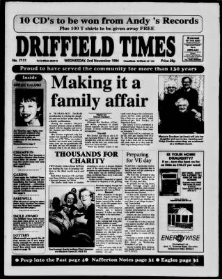 cover page of Driffield Times published on November 2, 1994