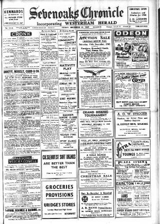 cover page of Sevenoaks Chronicle and Kentish Advertiser published on December 14, 1945