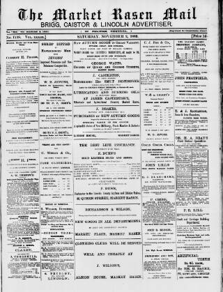 cover page of Market Rasen Weekly Mail published on November 2, 1889