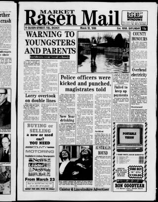 cover page of Market Rasen Weekly Mail published on March 19, 1988