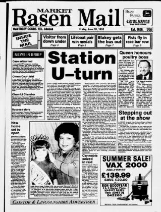 cover page of Market Rasen Weekly Mail published on June 18, 1993