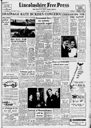 cover page of Lincolnshire Free Press published on November 2, 1954