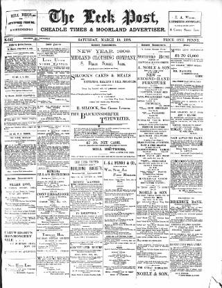 cover page of Leek Post & Times published on March 19, 1898