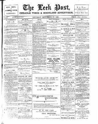 cover page of Leek Post & Times published on September 17, 1898