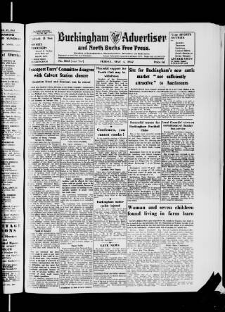 cover page of Buckingham Advertiser and Free Press published on May 4, 1962