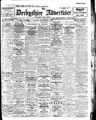 cover page of Derbyshire Advertiser and Journal published on November 2, 1928