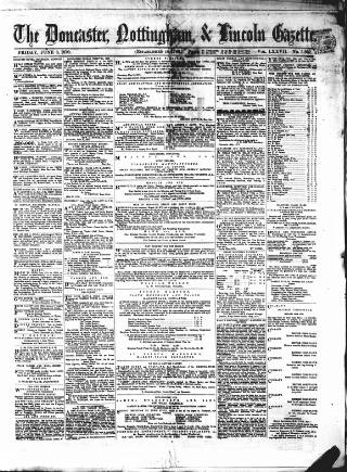 cover page of Doncaster Gazette published on June 3, 1870
