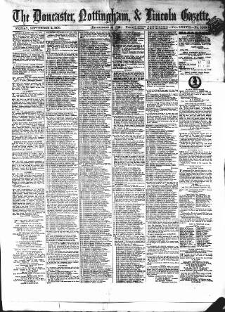 cover page of Doncaster Gazette published on September 2, 1870