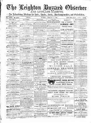 cover page of Leighton Buzzard Observer and Linslade Gazette published on February 2, 1892