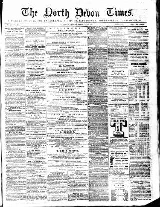 cover page of Barnstaple Times and North Devon News published on February 10, 1865