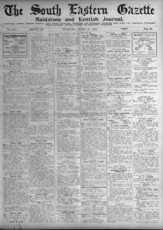 cover page of South Eastern Gazette published on June 18, 1918