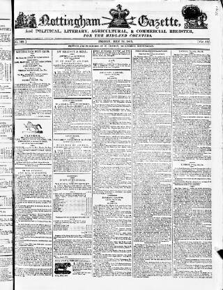 cover page of Nottingham Gazette published on May 19, 1815