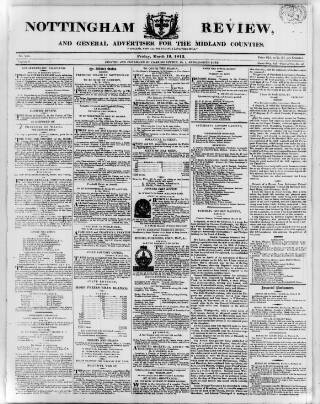 cover page of Nottingham Review published on March 19, 1813