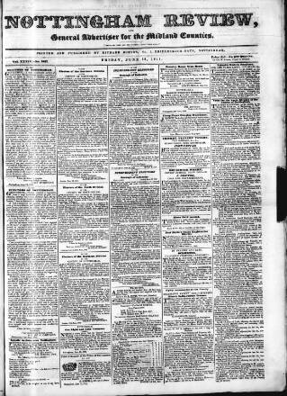cover page of Nottingham Review published on June 18, 1841