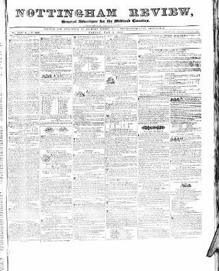 cover page of Nottingham Review published on May 2, 1845