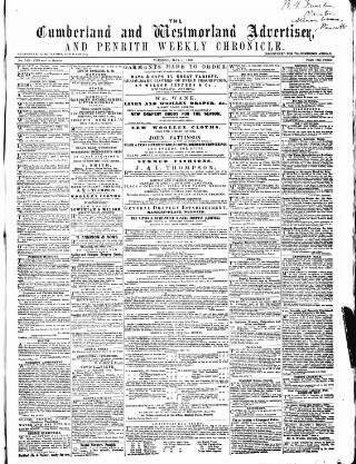 cover page of Cumberland and Westmorland Advertiser published on May 4, 1858