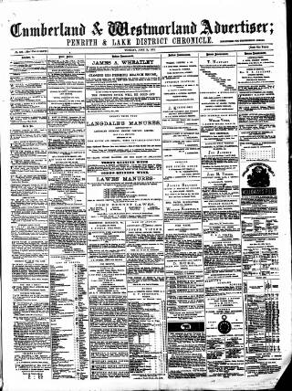 cover page of Cumberland and Westmorland Advertiser published on June 18, 1872