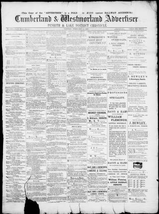 cover page of Cumberland and Westmorland Advertiser published on February 2, 1897