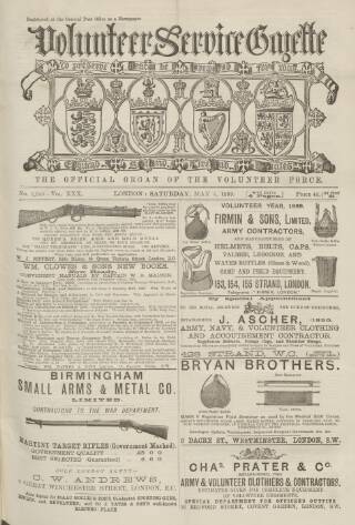 cover page of Volunteer Service Gazette and Military Dispatch published on May 4, 1889