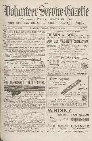 cover page of Volunteer Service Gazette and Military Dispatch published on August 2, 1901