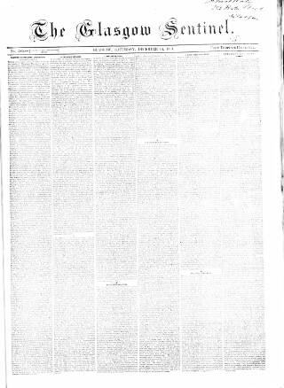 cover page of The Glasgow Sentinel published on December 14, 1861