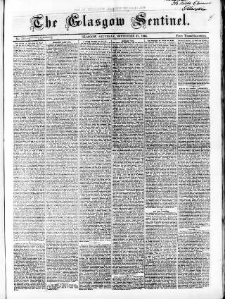 cover page of The Glasgow Sentinel published on September 17, 1864