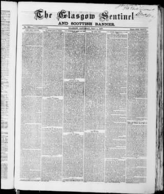 cover page of Glasgow Sentinel 1850 published on May 4, 1867