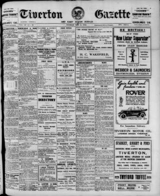 cover page of Tiverton Gazette (Mid-Devon Gazette) published on May 4, 1926