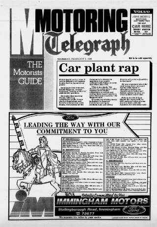 cover page of Grimsby Daily Telegraph published on February 2, 1989