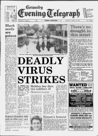 cover page of Grimsby Daily Telegraph published on June 18, 1991