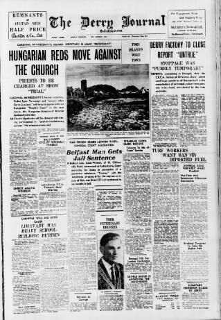 cover page of Derry Journal published on August 2, 1957