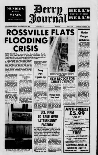 cover page of Derry Journal published on November 2, 1982