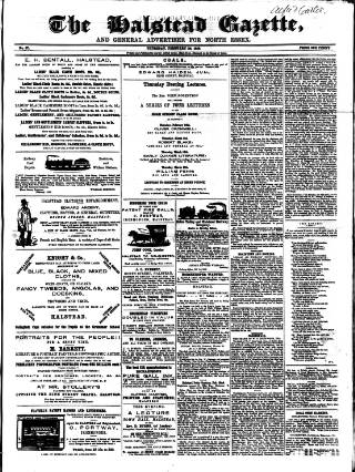 cover page of Halstead Gazette published on February 24, 1859