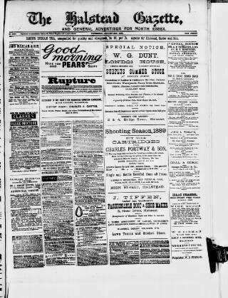 cover page of Halstead Gazette published on August 29, 1889