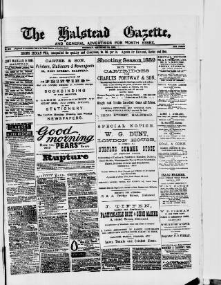 cover page of Halstead Gazette published on September 5, 1889
